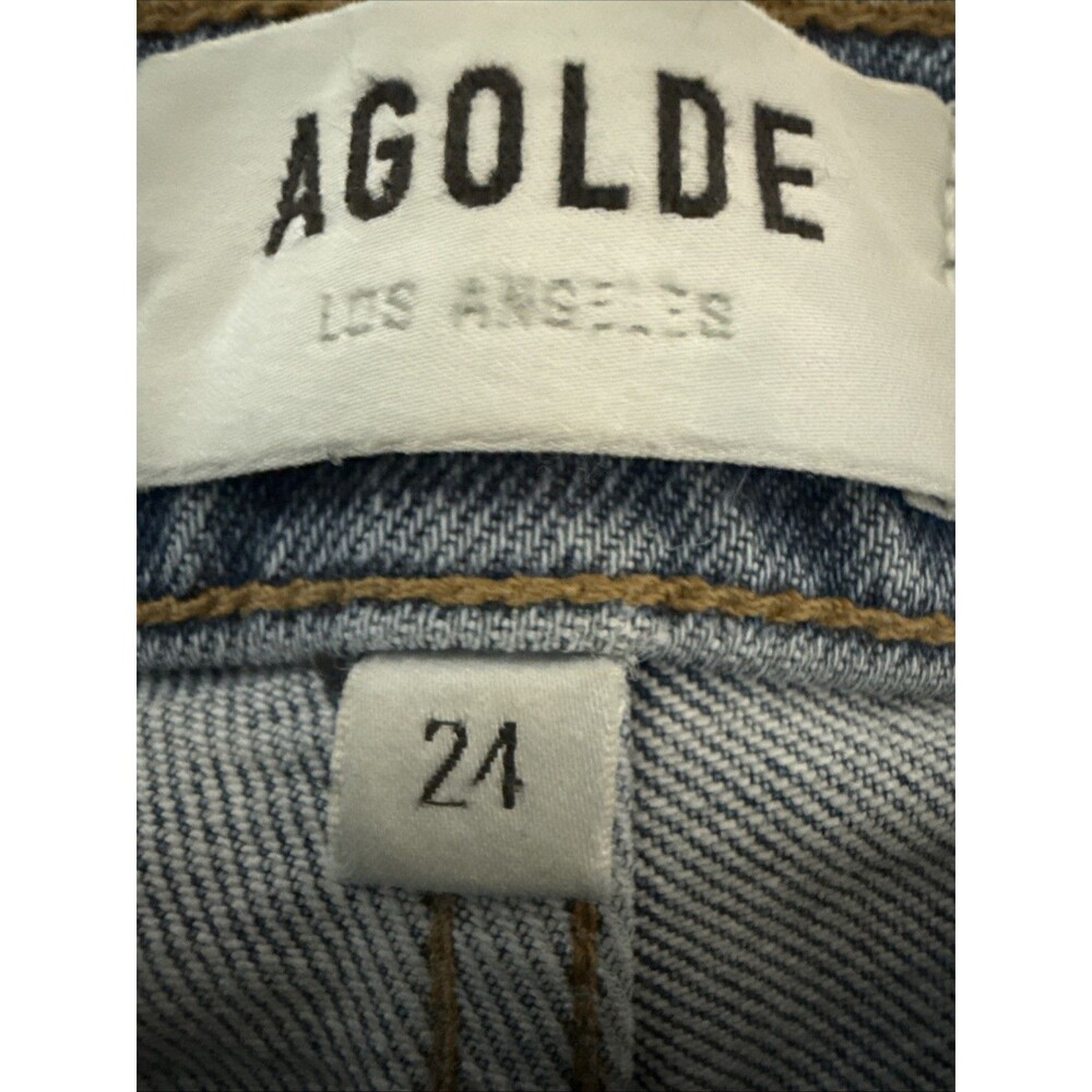 Agolde Jeans Riley Crop Womens Size 24 High Rise Straight Distressed Denim - Picture 2 of 9
